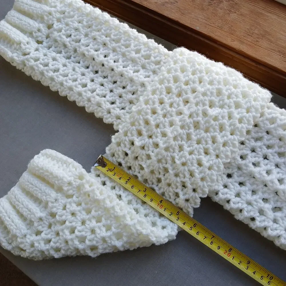 White Leg Warmers OSFM crochet warm thick chunky over the knee dance premade